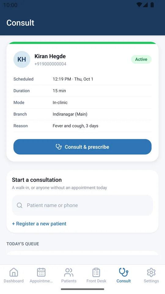 DoctorLync consultation screen